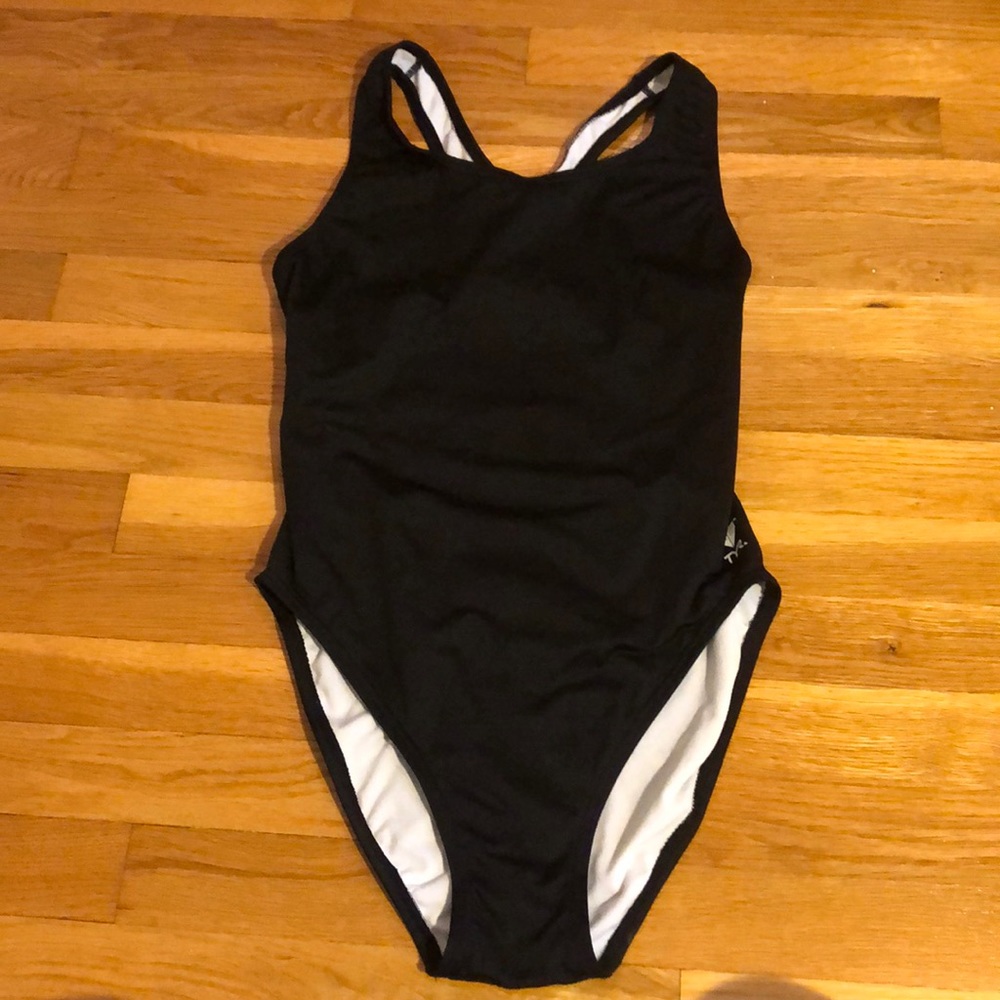 Black one-piece swim suit